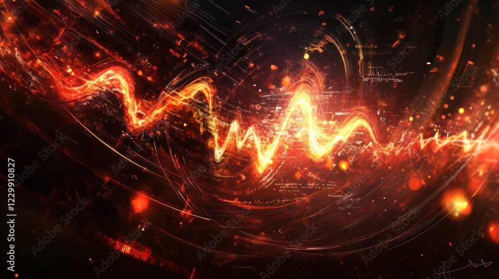 Poster an artistic rendering of heart wave patterns emerging from a heartbeat monitor, incorporating elemen