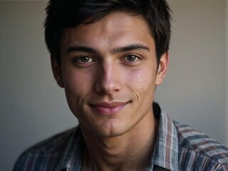 Obraz premium Charming young man with a warm smile looking directly into the camera