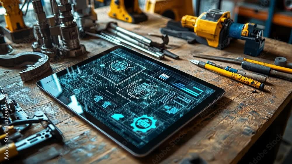 Aufkleber a highresolution image of a tablet showcasing an environmental impact report with crisp visuals of r