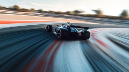 Fast cars race on the track in a motorsport competition