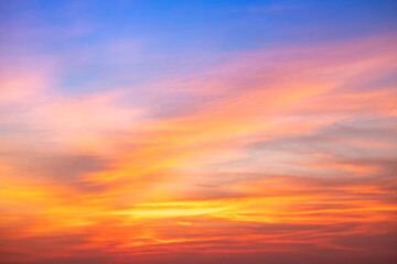 Beautiful , luxury soft gradient orange gold clouds and sunlight on the blue sky perfect for the background, take in evening,Twilight, Large size, high definition landscape photo