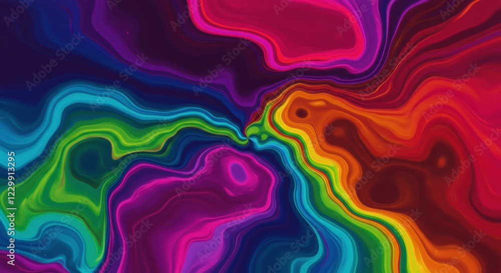Poster rainbow fluid art: abstract vibrant swirls of rainbow colors creating a mesmerizing and dynamic visu