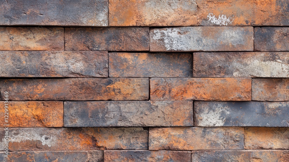 Poster textured brick wall with rustic colors and unique patterns
