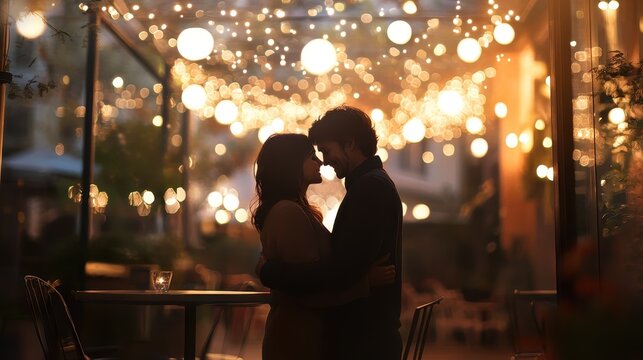 Smiling couples and friends enjoy the nightlife at a bar or restaurant in the city
