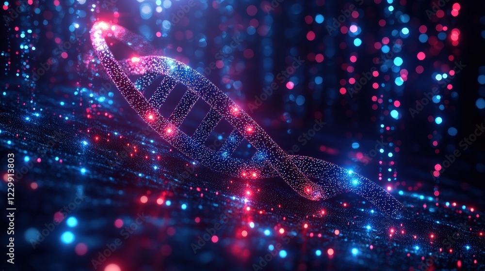 Poster close-up view of a molecular structure representing dna double helix in a scientific background