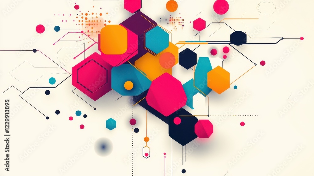 Poster abstract geometric background with colorful shapes and lines
