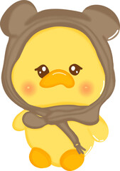 Adorable Duckling Wearing a Hoodie - Vector Illustration for Kids Projects