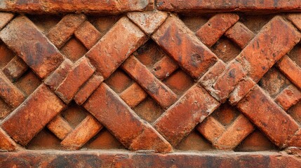 Textured Brown Brick Wall with Intricate Pattern and Details