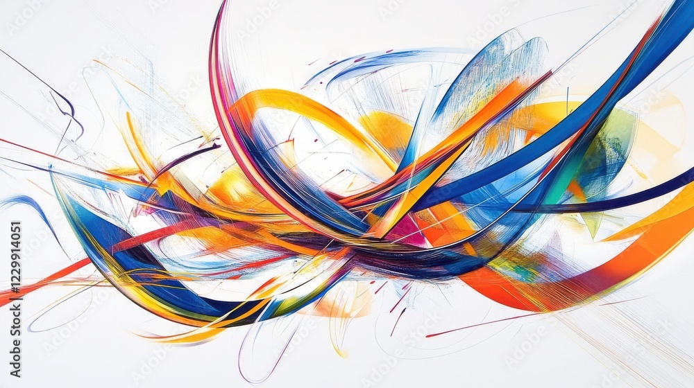 Poster colorful abstract swirls and lines creating dynamic energy flow