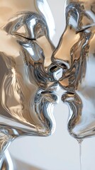 Abstract Metal Sculpture of a Kissing Couple