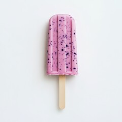Enriched with vibrant pink and purple hues, the popsicle's surface is adorned with delicate navy blue speckles that add depth to its appearance. 