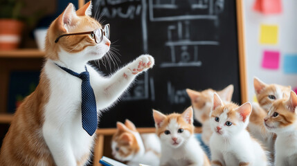cat teaching in classroom