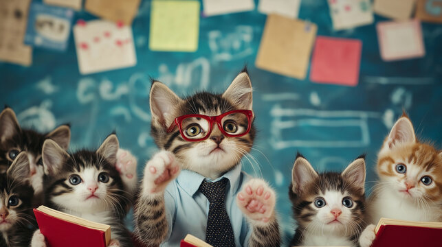 cat teaching in classroom