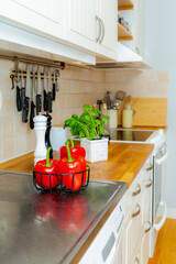 modern kitchen interior red pepper on the kitchen counter