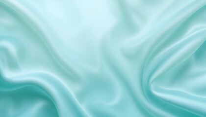 Obraz premium Light pale blue green abstract background with space for design. Mint color. Silk fabric surface