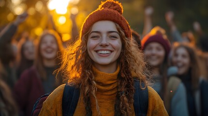 A crowd of people in a park, practicing laughter therapy, spreading joy and peace, 8K high resolution with copy space
