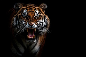 Obraz premium A tiger with its mouth open and smoke coming out of it