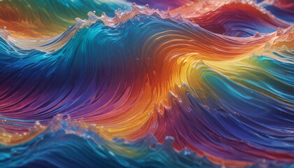 Obraz premium Iridescent Glass Waves: A Pulsing Spectrum of Color