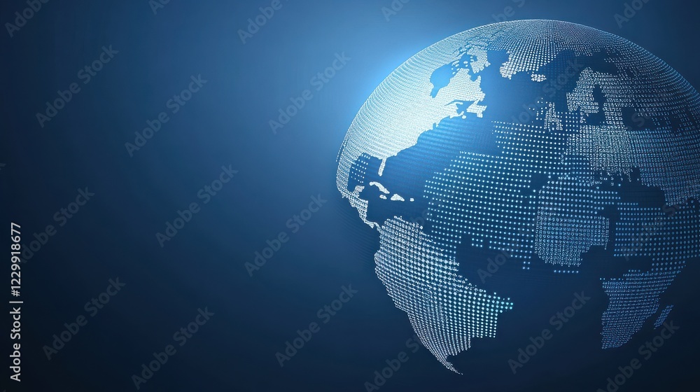 Poster digital globe with dots on blue background representing connectivity