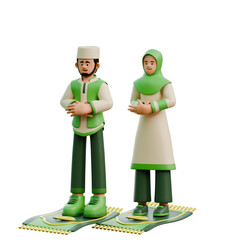 3D Character Ramadhan Muslim Islamic Cartoon Ramadan Fasting Iftar Mubarak Celebration Lantern Moon Mosque Arabic Eid Religion Decoration Culture