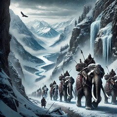 elephants army crossing Alps
