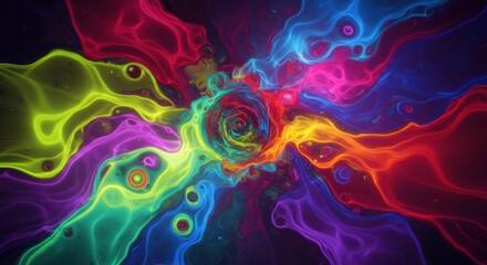 Fototapeta premium Rainbow Nebula: An abstract image depicting a swirling vortex of vibrant, luminous colors, resembling a cosmic nebula or a psychedelic dreamscape.