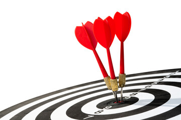 three red dart on target isolated