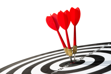 three red dart on target isolated