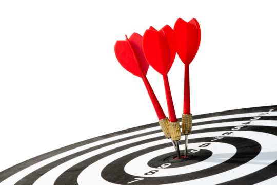 three red dart on target isolated