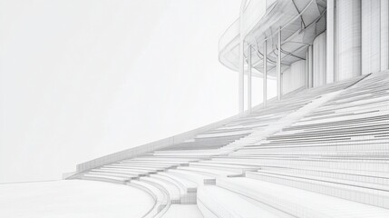 Architectural Sketch: Amphitheater Design in Minimalist White
