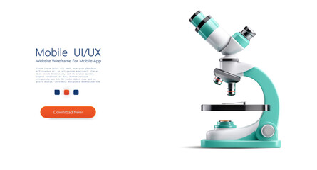3d colorful microscope stands in a well-lit laboratory, featuring a sleek design for enhanced visibility and ease of use. This tool aids researchers in examining samples with precision.