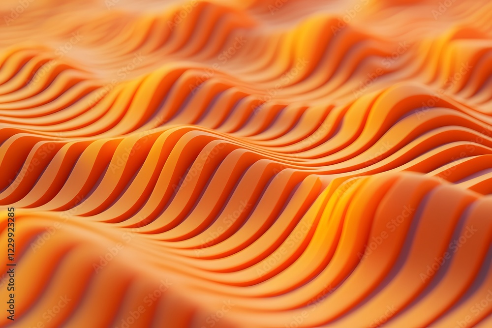 Poster Abstract Orange Wave Pattern 3D Rendered Curved Lines Background Texture