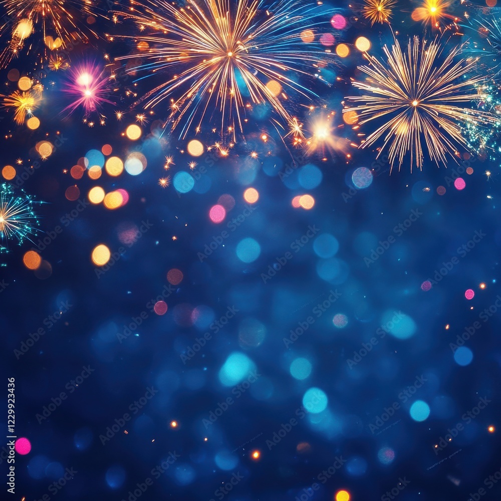 Poster vibrant fireworks display with contrast of colorful lights against a dark background creating a fest