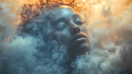 A silhouette of a person surrounded by smoke, with a message encouraging a smoke-free life