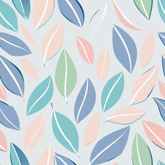 Seamless Soft Pastel Spring Leaves Pattern &ndash; Minimalist and Elegant. Perfect for: Spring, fashion, minimalist designs, contemporary themes