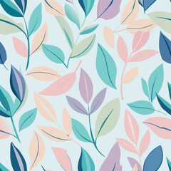 Seamless Soft Pastel Spring Leaves Pattern &ndash; Minimalist and Elegant. Perfect for: Spring, fashion, minimalist designs, contemporary themes