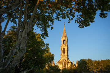 Church of Sainte Perpetue in Nimes at sunset, Occitanie region of southern France