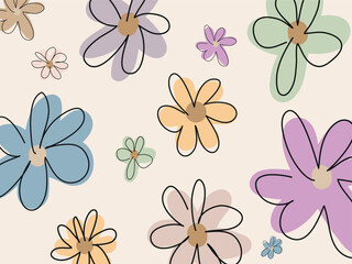 Spring pattern with colourful flowers. Mother’s Day, Women’s Day and Valentine’s Day background. Vector