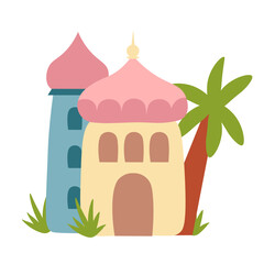 Simple mosque hand drawn design illustration isolated on white background. colorful mosque image.