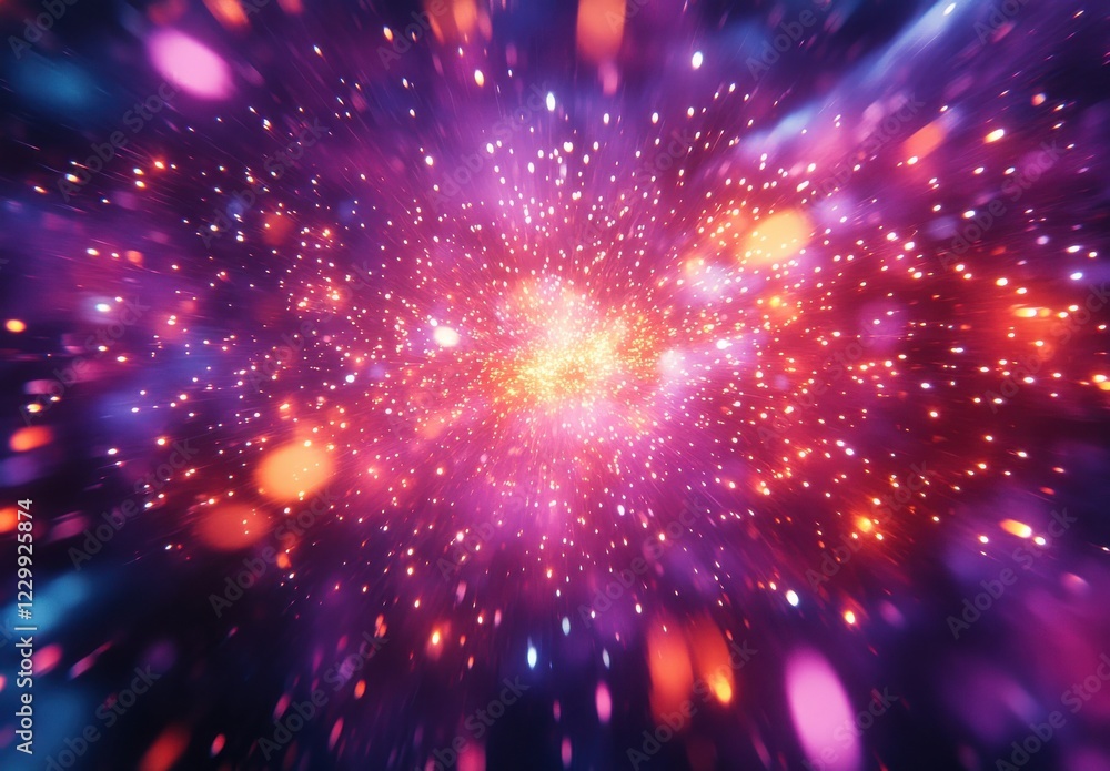 Poster vibrant galaxy spectrum of colorful stars and nebulae in deep space representing the infinite univer