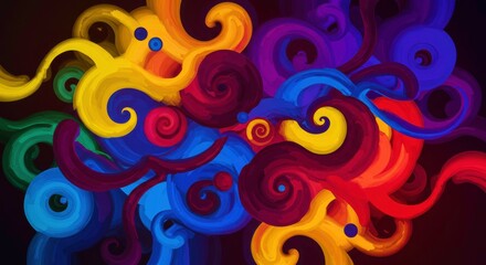 Fototapeta premium Whirlwind of Colors: A captivating abstract design composed of vibrant, swirling colors, evoking feelings of energy, motion, and abstract thought.