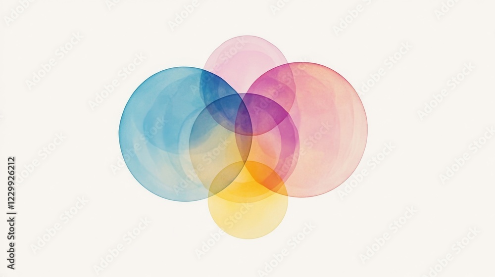 Fototapete A bubble chart with multicolored, semi-transparent circles of varying sizes, set against a simple light background, creating a playful, informative visual