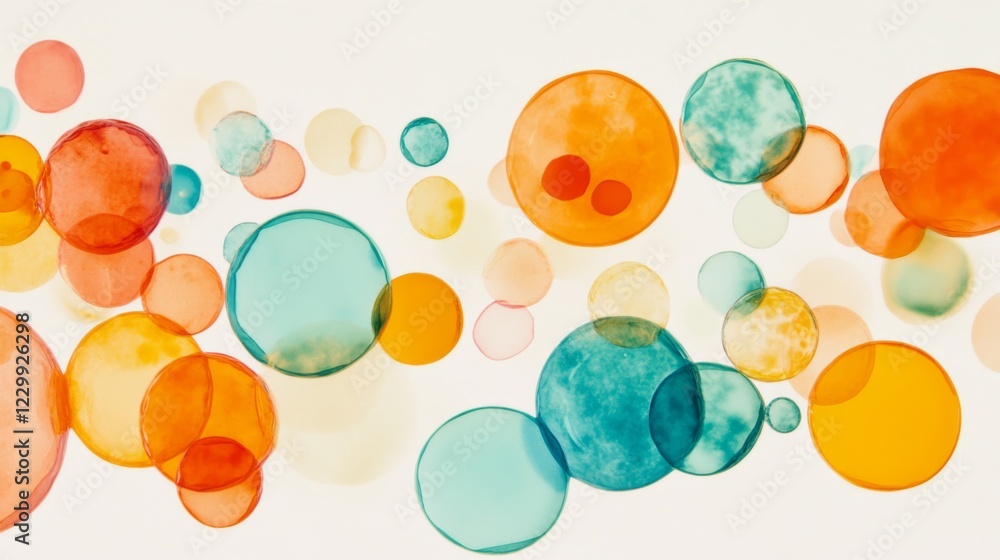 Poster a bubble chart with multicolored, semi-transparent circles of varying sizes, set against a simple li