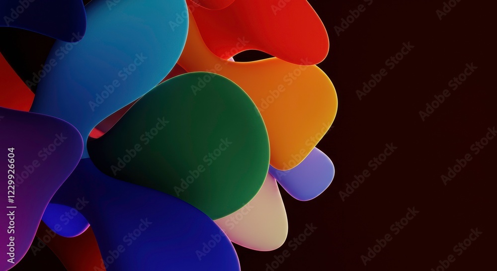 Poster abstract rainbow forms: vivid, organic shapes in a spectrum of vibrant colors create a dynamic and v