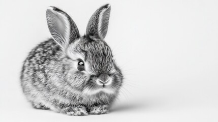 Obraz premium Adorable Baby Bunny in Monochrome Photography