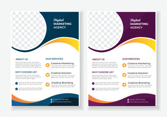 a bundle of 4 templates of different colors a4 flyer template, modern business flyer template, abstract business flyer and creative design, IT company flyer and editable vector template desig