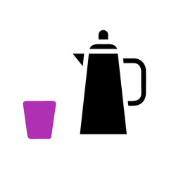 Black coffee pot with purple glass vector image