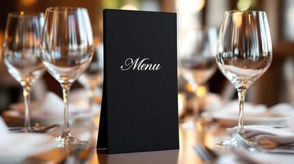 Black and Gold Elegant Luxury Restaurant Menu Cover, Representing Prestigious Dining and VIP Experience