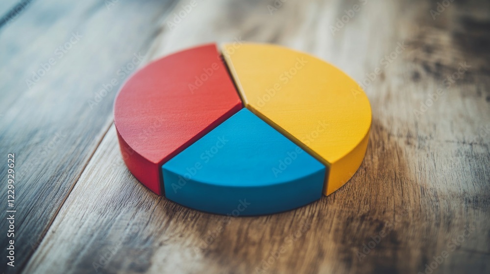 Poster a close-up of a financial pie chart displaying customer demographics, with distinct colors for age g