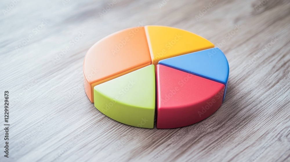 Poster a close-up of a financial pie chart displaying customer demographics, with distinct colors for age g